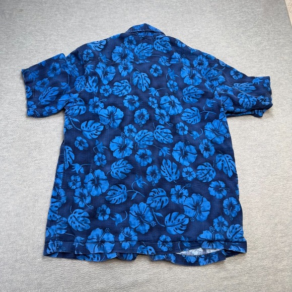 Vintage Quiksilver Shirt Mens XL Blue Floral Hawaiian Rayon Button Up Surf Beach - Picture 8 of 10